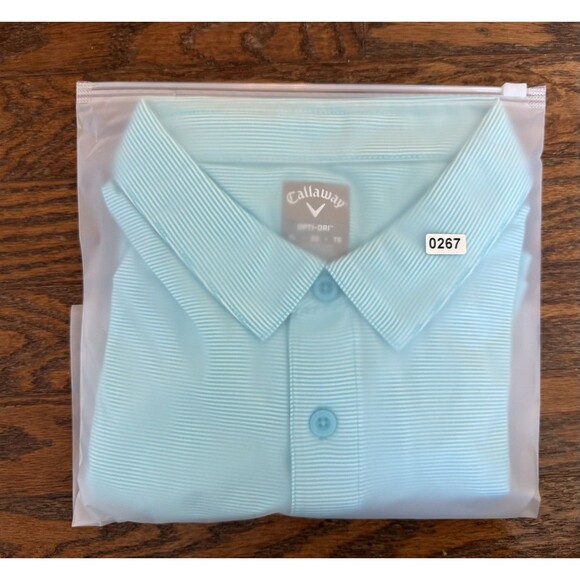 Callaway Polo Shirt Mens XL Blue White Striped Stretch Opti-Dri Golf Performance - Picture 10 of 10
